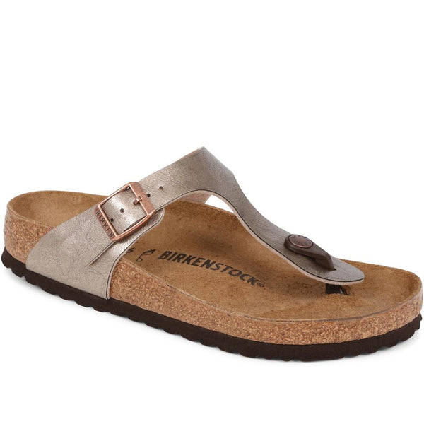 jones bootmaker Women's Birkenstock Gizeh Toe Post Sandals - Metallic Beige