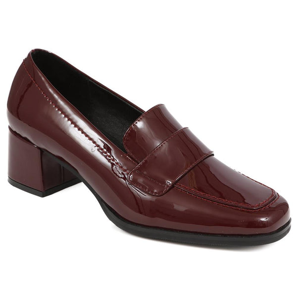 jones bootmaker Women's Brielle Patent Leather Heeled Loafers - Burgundy