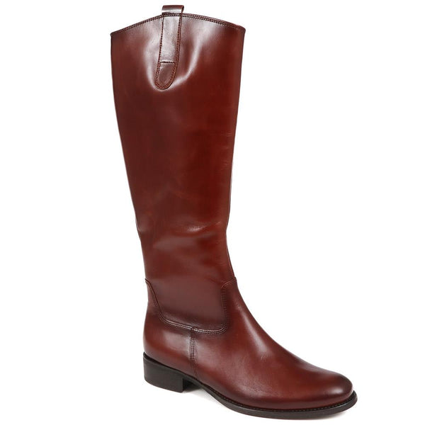 jones bootmaker Women's Brook Medium Calf Fit Leather Rider Boots - Tan