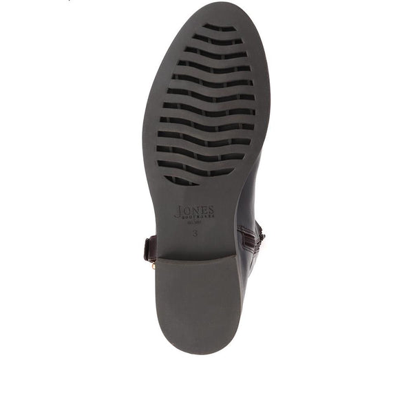 Jones Bootmaker Women's Buckle Detail Leather Riding Boots - Brown