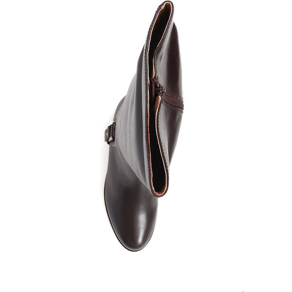 Jones Bootmaker Women's Buckle Detail Leather Riding Boots - Brown