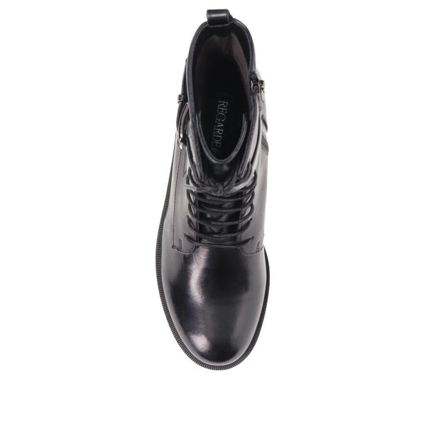 Jones Bootmaker Women's Buckle-Detailed Lace-Up Ankle Boots - Black