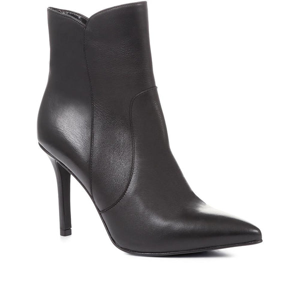 jones bootmaker Women's Cadence Heeled Leather Ankle Boots - Black