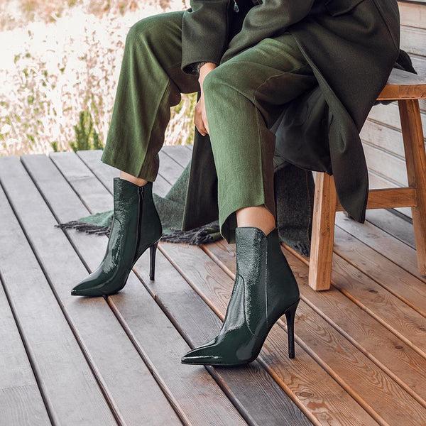 Jones Bootmaker Women's Cadence Heeled Leather Ankle Boots - Green