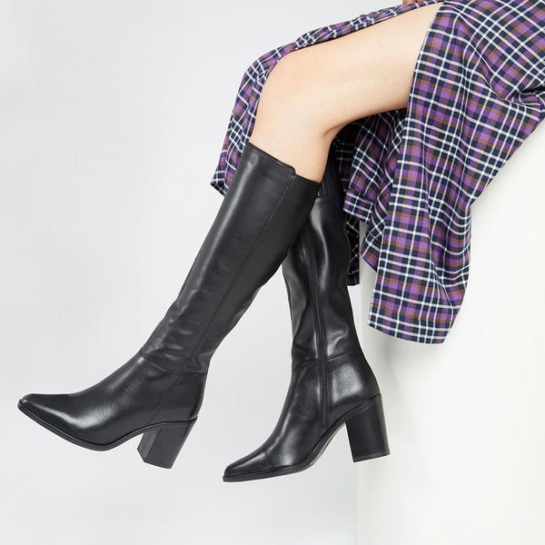 Jones Bootmaker Women's Cagliari Medium Calf Fit Knee-High Boots - Black