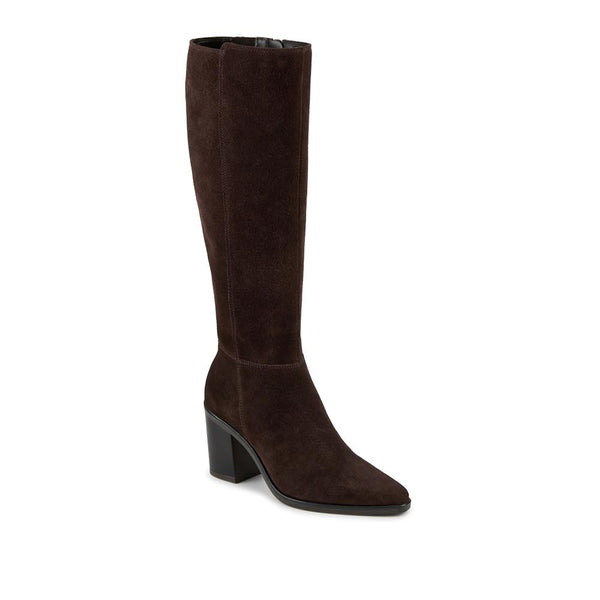 jones bootmaker Women's Cagliari Small Calf Fit Knee High Boots - Chocolate Suede
