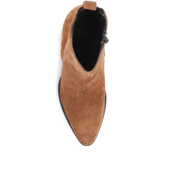 Jones Bootmaker Women's Caileigh Suede Western Boots - Cognac Suede