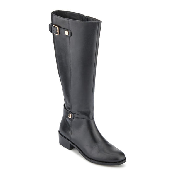 jones bootmaker Women's Calina Leather Heeled Long Boots - Black