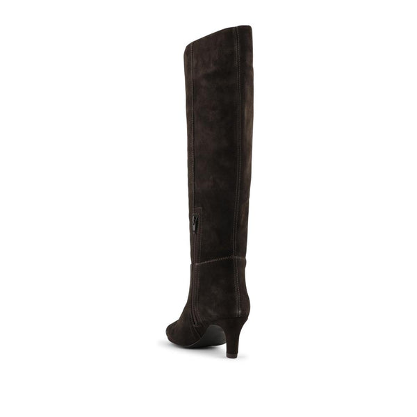 Jones Bootmaker Women's Candra Leather Stiletto Heel Long Boots - Chocolate Suede