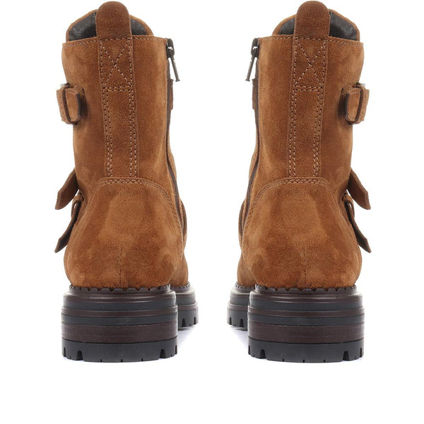 Jones Bootmaker Women's Casimira Buckle Biker Boots - Sand Suede