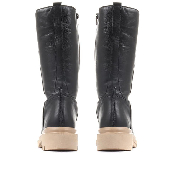 Jones Bootmaker Women's Cheel Calf Length Chunky Boots - Black