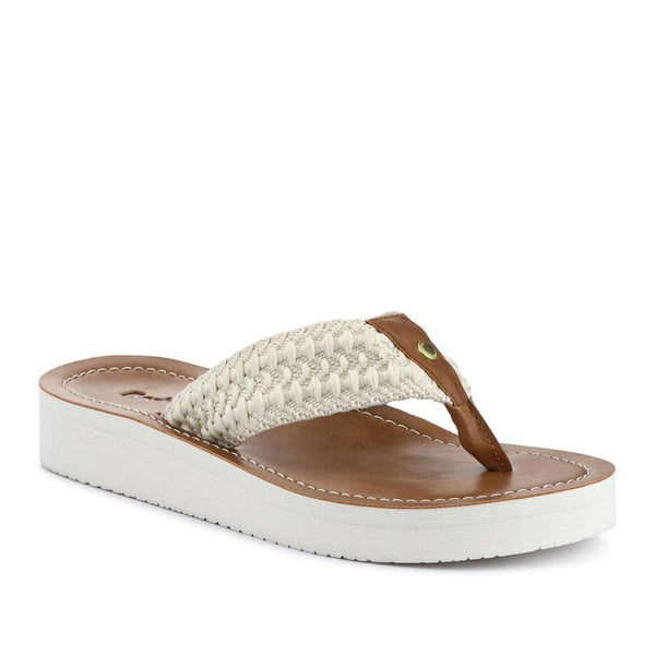 jones bootmaker Women's Chunky Soled Toe Post Sandals - White