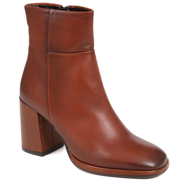jones bootmaker Women's Clarabella Leather Heeled Ankle Boots - Brown