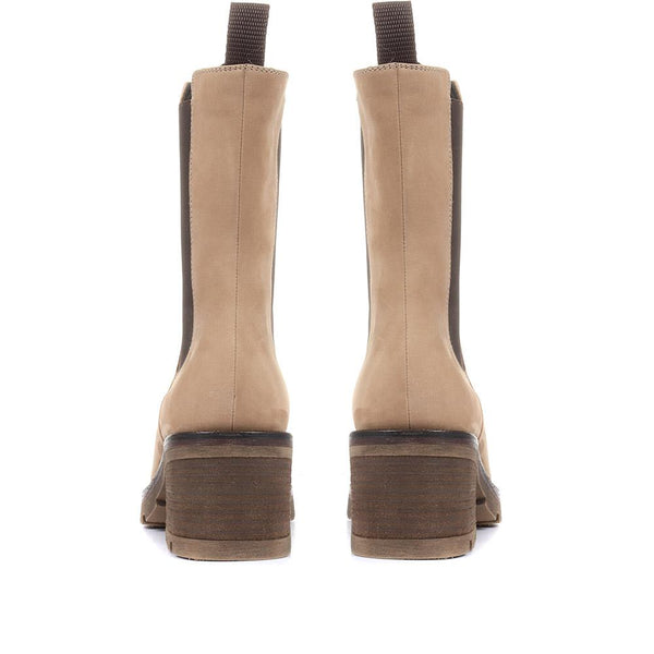 Jones Bootmaker Women's Clemenzia Block Heeled Chelsea Boots - Beige Nubuck