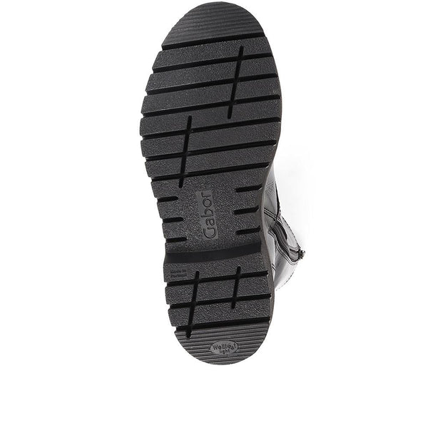 Jones Bootmaker Women's Cottage Patent Combat Boots - Black Patent