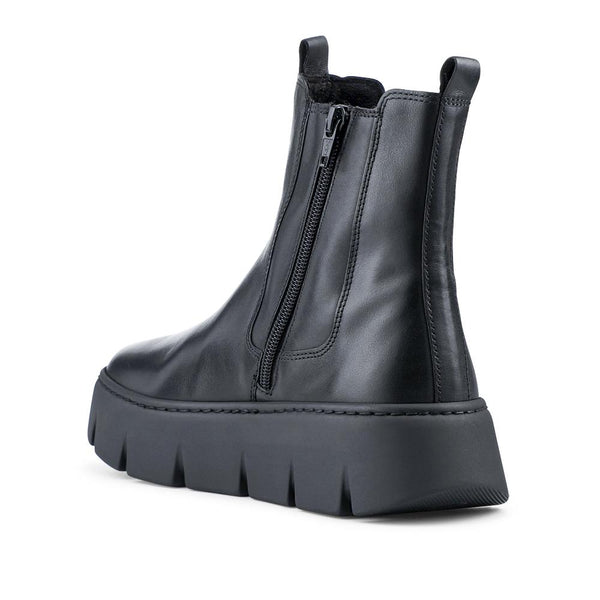 Jones Bootmaker Women's Custom Gabor Leather Chunky Slip-On Boots - Black