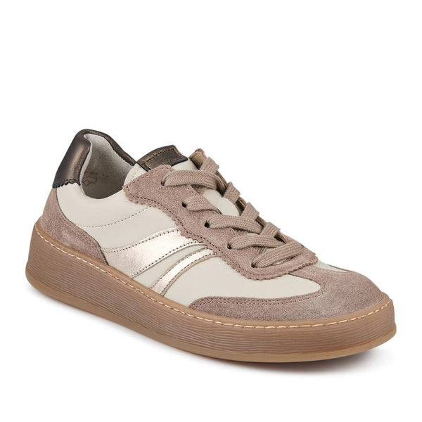 jones bootmaker Women's Dahma Gabor Leather Lace-Up Trainers - Cream Multi