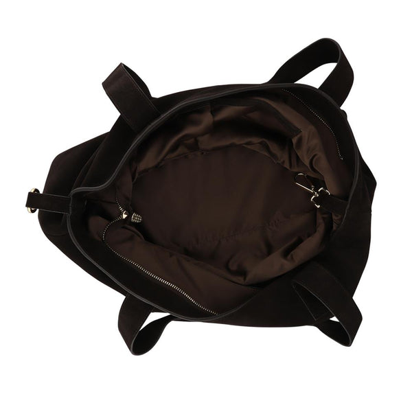 Jones Bootmaker Women's Daina Leather Zip-Close Handbag - Chocolate Suede