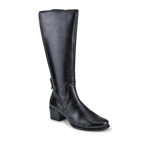 jones bootmaker Women's Dancer Premium Leather Calf-Length Boots - Black