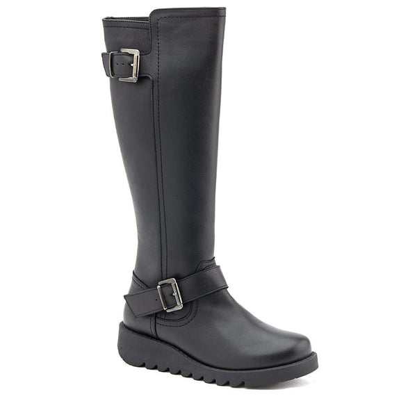 jones bootmaker Women's Darlene Leather Long Boots - Black