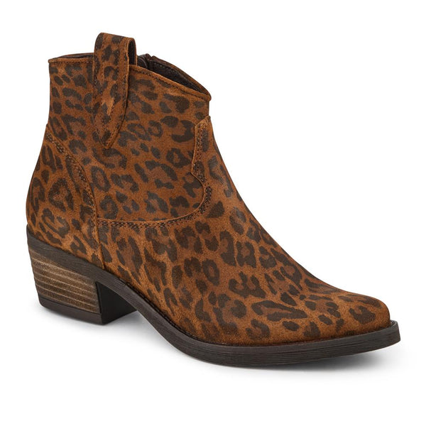 jones bootmaker Women's Darsy Leather Heeled Ankle Boots - Leopard