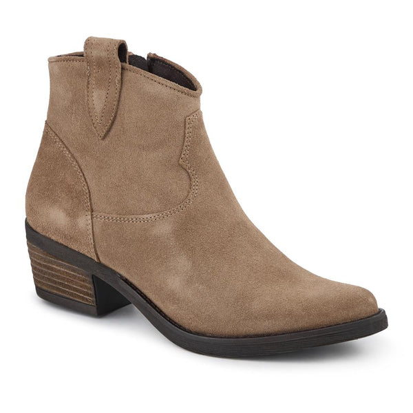 jones bootmaker Women's Darsy Leather Heeled Ankle Boots - Taupe Suede