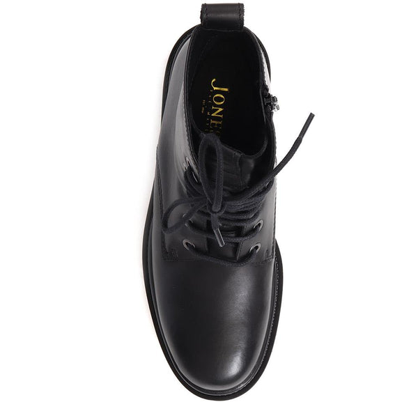 Jones Bootmaker Women's Davi Leather Lace Up Boots - Black