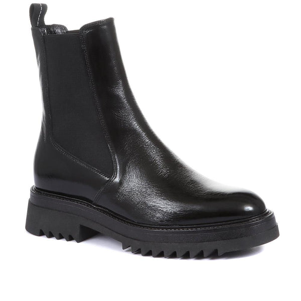 jones bootmaker Women's Denno Chunky Chelsea Boots - Black Patent