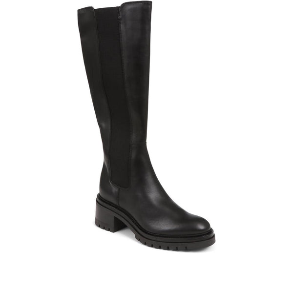 jones bootmaker Women's Domenica Leather Knee Length Boots - Black