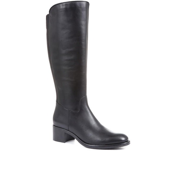 jones bootmaker Women's Donatella Knee High Leather Boots - Black