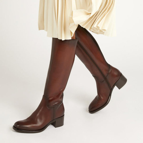 Jones Bootmaker Women's Donatella Knee High Leather Boots - Brown