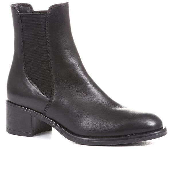 jones bootmaker Women's Doria Heeled Leather Chelsea Boots - Black