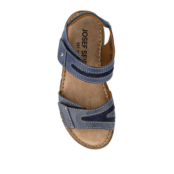 Jones Bootmaker Women's Dual Touch-Fastening Leather Sandals - Blue