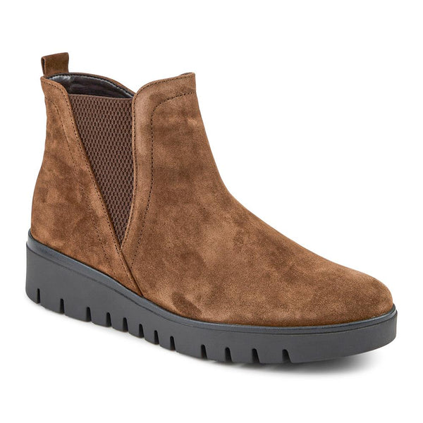 jones bootmaker Women's Dublin Gabor Chunky Leather Ankle Boots - Brown Suede