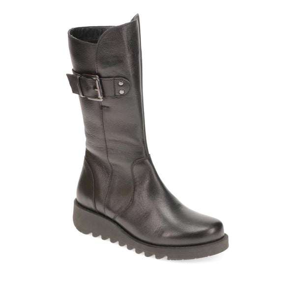jones bootmaker Women's Edita Leather Calf Boots - Black