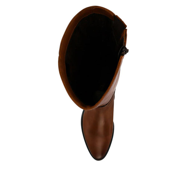 Jones Bootmaker Women's Ellisia Leather Stretch-Fit Long Boots - Brown