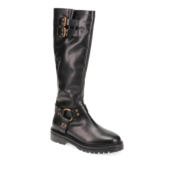 jones bootmaker Women's Elstree Casual Leather Long Boots - Black