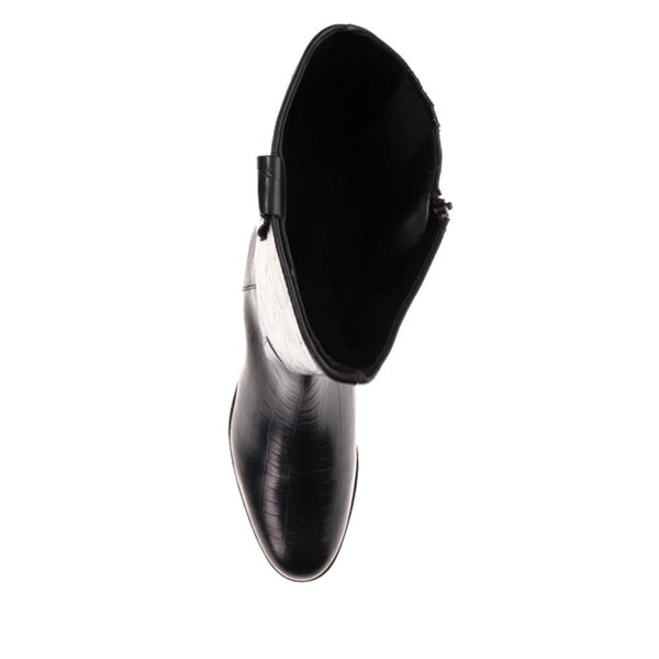 Jones Bootmaker Women's Emelia M Leather Calf Boots - Black Croc