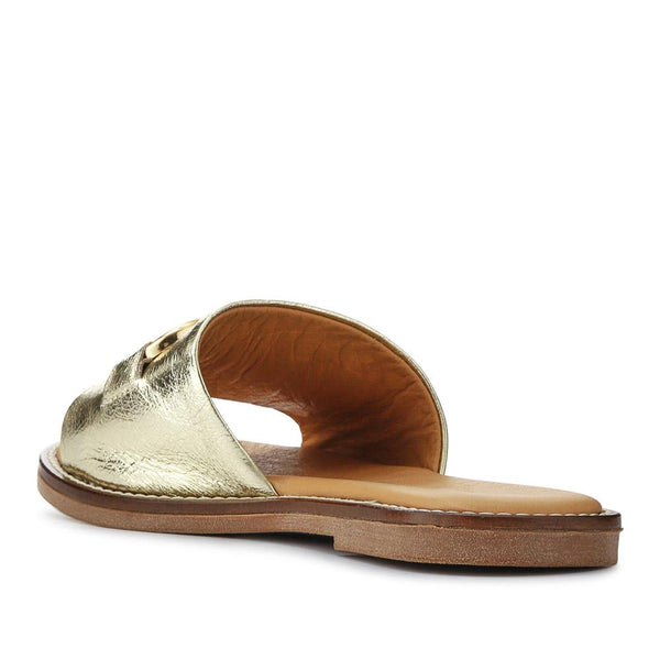 Jones Bootmaker Women's Emillina Leather Buckle Mule Sandals - Gold