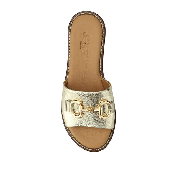 Jones Bootmaker Women's Emillina Leather Buckle Mule Sandals - Gold