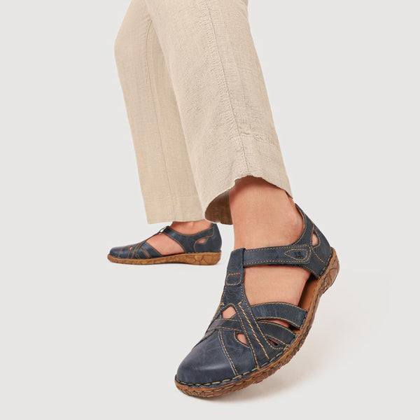 Jones Bootmaker Women's Enclosed-Heel Leather Sandals - Navy