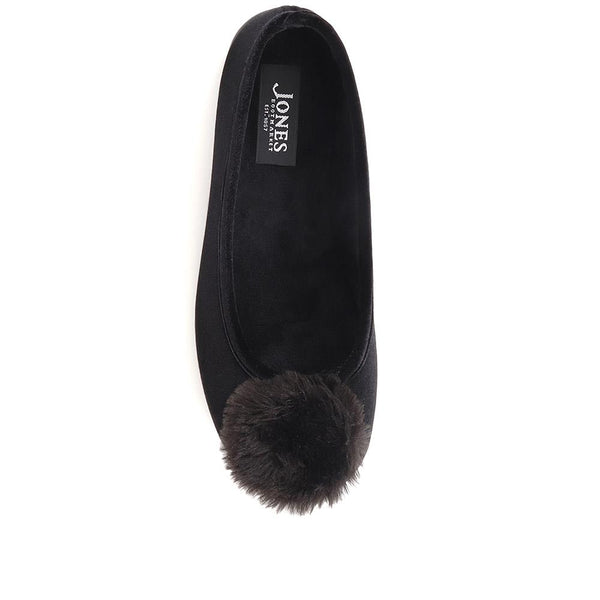 Jones Bootmaker Women's Erika Pom Pom Slippers - Black