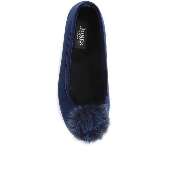 Jones Bootmaker Women's Erika Pom Pom Slippers - Navy