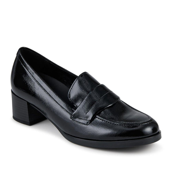 jones bootmaker Women's Fame Gabor Leather Heeled Penny Loafers - Black Patent