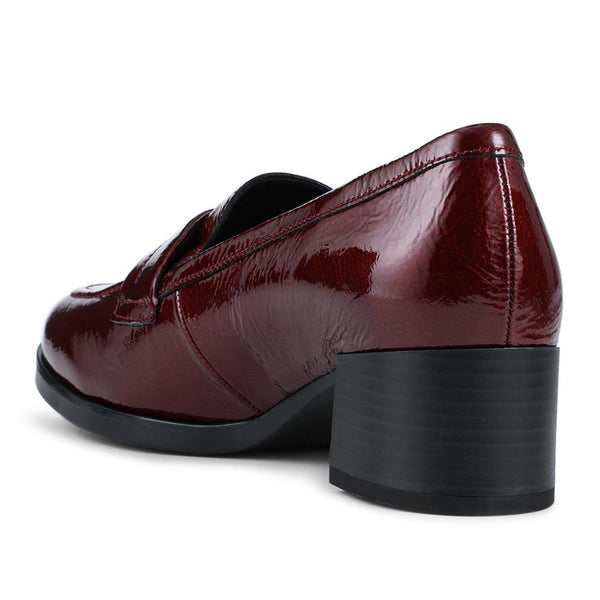 Jones Bootmaker Women's Fame Gabor Leather Heeled Penny Loafers - Burgundy Patent