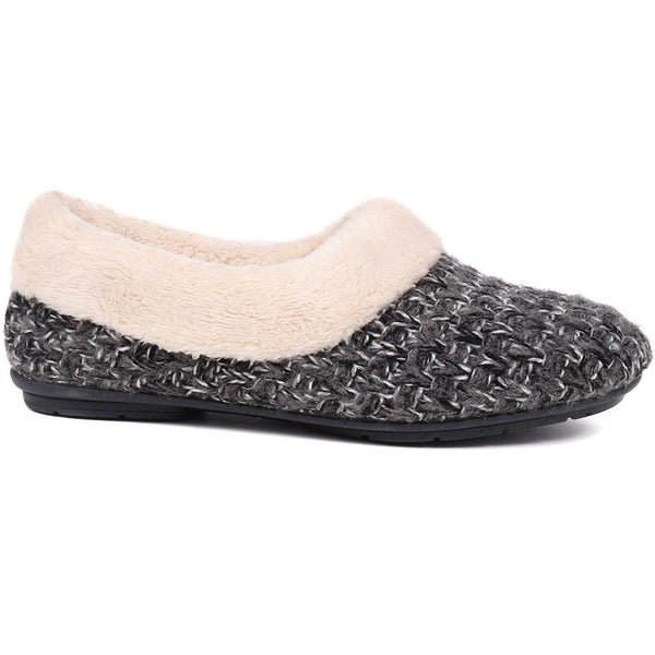 Jones Bootmaker Women's Faux-Fur-Lined Slippers - Dark Grey
