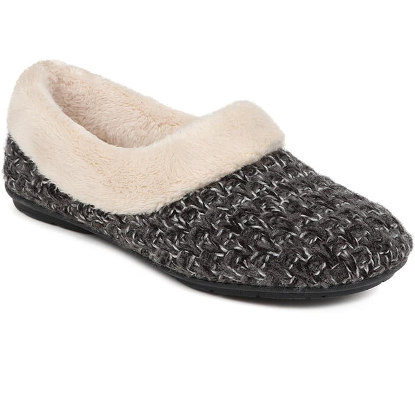 jones bootmaker Women's Faux-Fur-Lined Slippers - Dark Grey