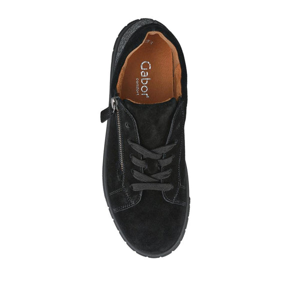 Jones Bootmaker Women's Ferry Wide Fit Leather Platform Trainers - Black