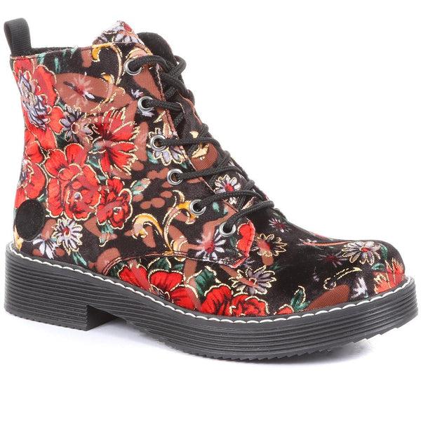 jones bootmaker Women's Floral Lace Up Boots - Floral