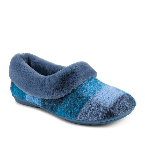 jones bootmaker Women's Floria Fur Slippers - Blue Multi